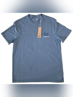 Free Fly NWT Beach Access This Way Graphic Tee Blue Size Small